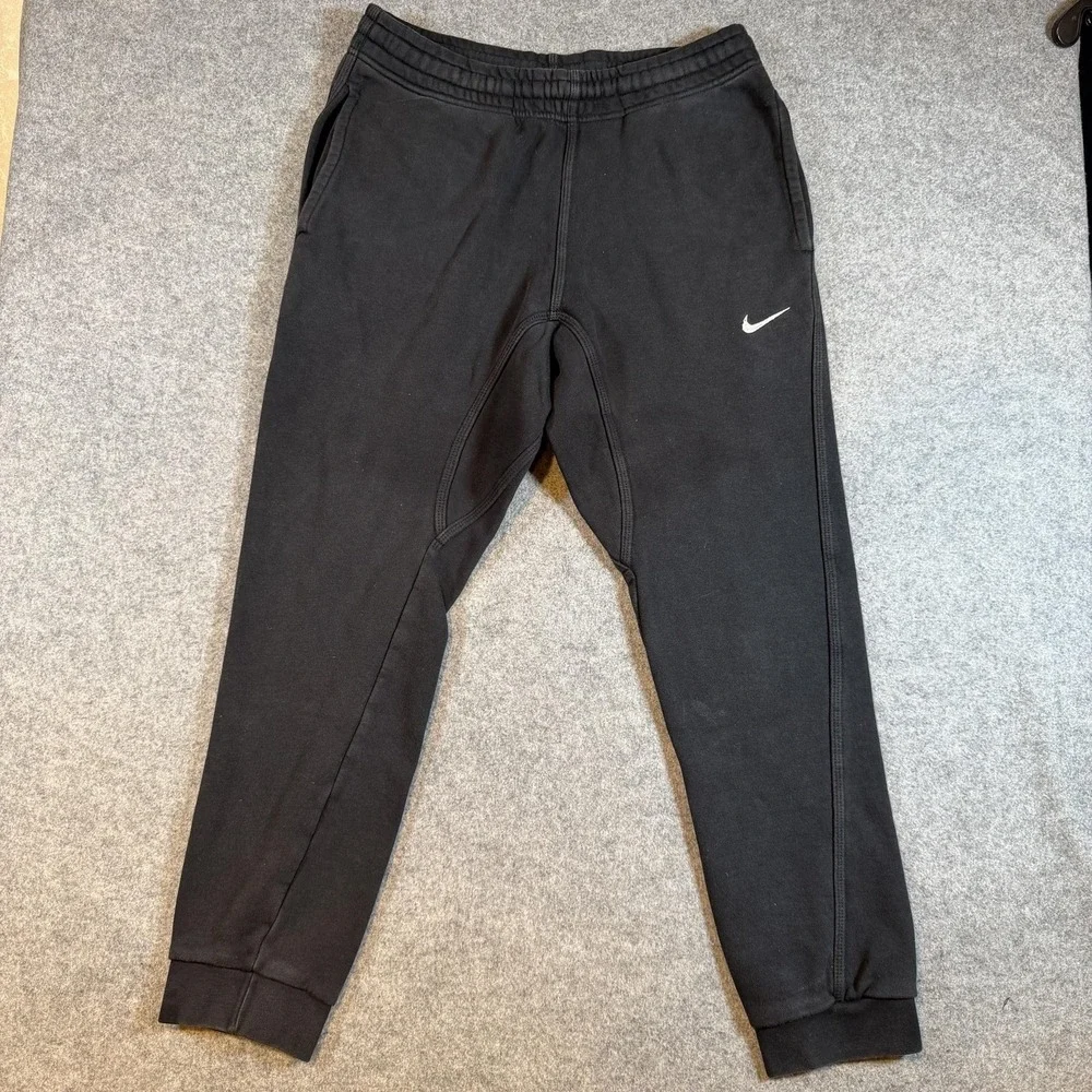 Nike Jogger Pants Mens Medium Black Fleece Athletic Sweatpants Cuffed 716830-010